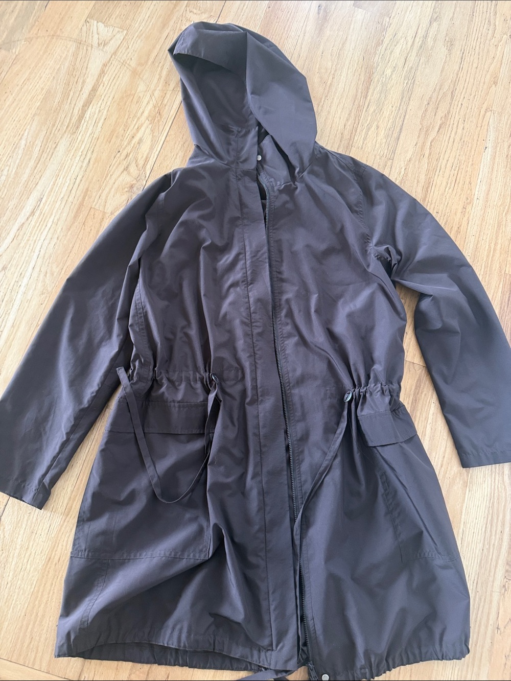 Eillen Fisher Dark Charcoal Hooded Anorak Jacket